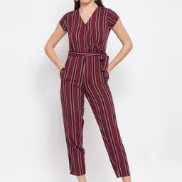 Style Quotient Women Maroon Striped Basic Jumpsuit-image-60