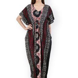 Masha Black & Maroon Printed Maxi Nightdress NT-A73-638-image-21