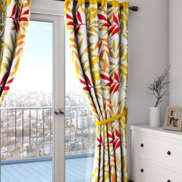 SWAYAM Multicoloured Single Leaf Print Regular Door Curtain-19