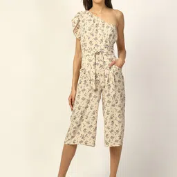 ELLE Women Beige & Taupe Printed Capri Jumpsuit-picture-36