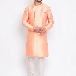 Sanwara Men Orange & White Solid Kurta with Churidar-picture-58