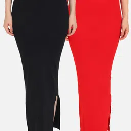 Beau Design Pack Of 2 Orange & Black Solid Women Saree Shapewear-4