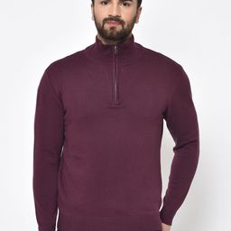 ARMISTO Men Burgundy Solid Half Zipper Sweater-image-43