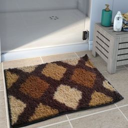 Athom Trendz Brown & Beige Printed Anti-Skid Bath Rug-38