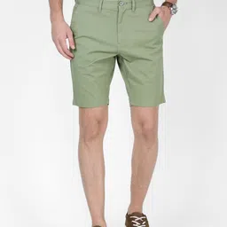 t-base Men Green Solid Slim Fit Chino Shorts-image-60