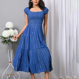 IQRAAR Women Square Neck Fit & Flare Dress-image-42