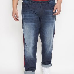 Instafab Plus Size Men Navy Blue Regular Fit Mid-Rise Clean Look Jeans-image-16