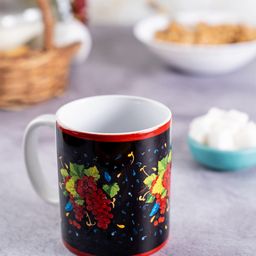 KOLOROBIA Black & Red Printed Ceramic Grapes From Italy Classic Mug-20