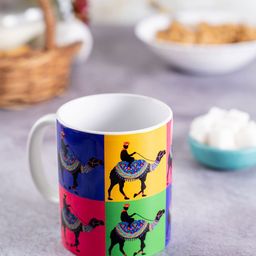 KOLOROBIA Yellow & Pink Printed Ceramic Princely Camel Classic Mug-29