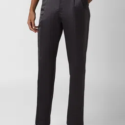 Peter England Men Grey Solid Pleated Formal Trousers-picture-46