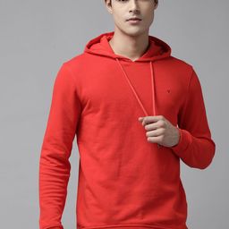 Van Heusen Men Red Hooded Solid Sweatshirt-image-37