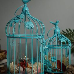 Homesake Blue Set Of 2 Solid Bird Cages & Hanging Chain-image-71