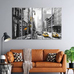 999Store Set Of 5 Grey & Yellow Street View Of Paris Wall Art Frames-image-34