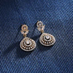 Zaveri Pearls Gold-Plated Contemporary Cubic Zirconia Drop Earrings-61