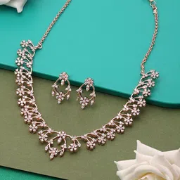 Zaveri Pearls Rose Gold-Plated Cubic Zirconia-Studded Jewellery Set-18