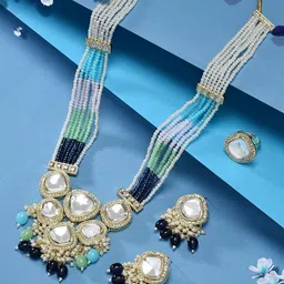 Zaveri Pearls Gold-Plated Kundan-Studded & Beaded Jewellery Set-5