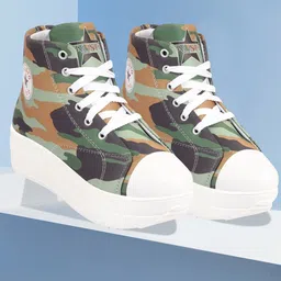 FAUSTO Women Printed Mid Top Lightweight Canvas Sneakers-56