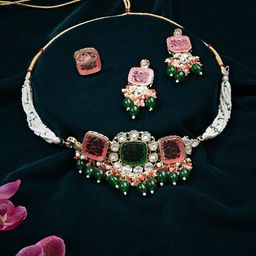 Zaveri Pearls Gold-Plated Stone-Studded & Beaded Jewellery Set-16