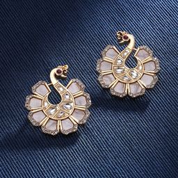 Zaveri Pearls Gold-Plated Peacock Shaped Studs Earrings-78