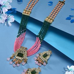 Zaveri Pearls Gold-Plated Stone-Studded Necklace & Earrings-25