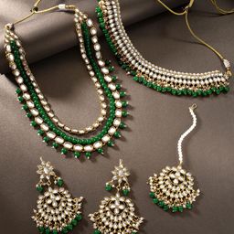 Peora Gold-Plated Kundan-Studded Bridal Jewellery Set-7