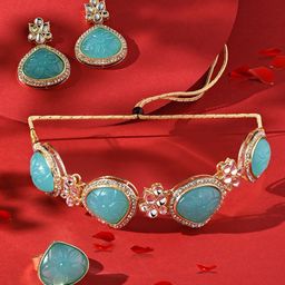 Zaveri Pearls Gold-Plated Stone-Studded Jewellery Set-image-75