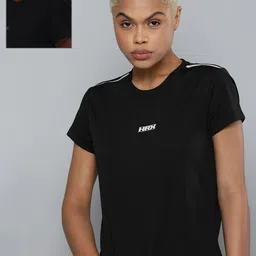 HRX by Hrithik Roshan Women Black Brand Logo Printed Running T-shirt-picture-17
