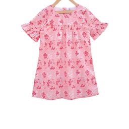 Campana Girls Pink Floral Print Empire Dress-image-86