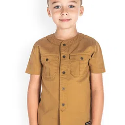 Cherry Crumble Boys Brown Regular Fit Solid Casual Shirt-image-93