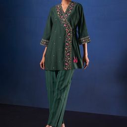 AUTUMN LANE Embroidered V-Neck Top & Trousers-image-21
