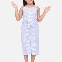 StyleStone Girls Blue & White Striped Basic Jumpsuit-image-53