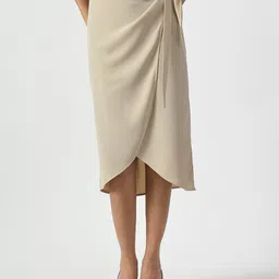OFFICE & YOU Knee Length  Overlap Wrap Skirts-picture-43