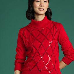 DressBerry Sequin Detailed Turtle Neck Pullover-image-57