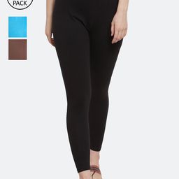 GRACIT Women Pack of 3 Solid Ankle-Length Leggings-image-46