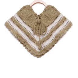 CHUTPUT Girls Brown & White Woolen Self Design Poncho-image-61