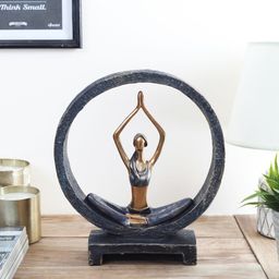 OddCroft Purple & Gold-Toned Resin Sukhasana Yoga Showpiece-image-93