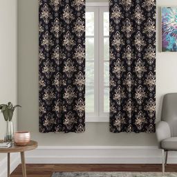 Cortina Black & Beige Set of 2 Printed Window Curtains-40
