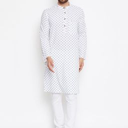 even Men White Printed Straight Kurta-image-73