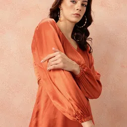 all about you Satin-Finish Wrap Midi Dress-image-52