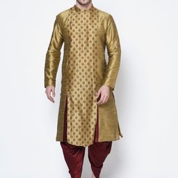 DEYANN Men Brown Ethnic Motifs Printed Kurta-14