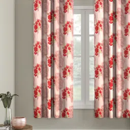 Cortina Pink Floral Printed Single Curtain-36