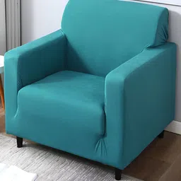 HOKIPO Blue 1 Seater Sofa Cover With Arms-image-99