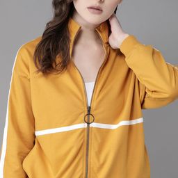 Roadster Women Mustard Yellow Solid Sweatshirt-image-27