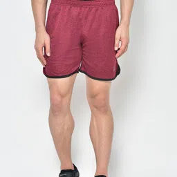 CHKOKKO Men Maroon Solid Regular Fit Sports Shorts-picture-47