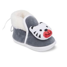 CHiU Infant Kids Grey & White Printed Booties-9