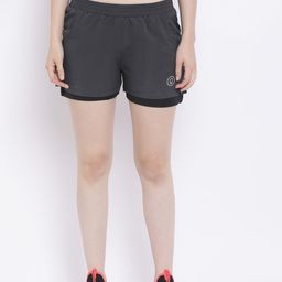 CHKOKKO Women Grey Solid Regular Fit Sports Shorts-image-30