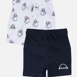 3PIN Boys White & Navy Blue Pack Of 2 Solid Cotton Regular Shorts-16
