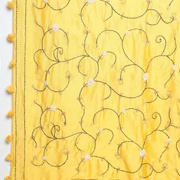 Soch Mustard & Black Embroidered Dupatta with Thread Work image 3