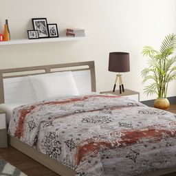SWAYAM Grey & Brown Floral Mild Winter 150 GSM Single Bed Comforter-image-22