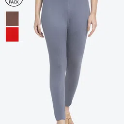 GRACIT Women Pack of 3 Solid Ankle-Length Leggings-picture-7